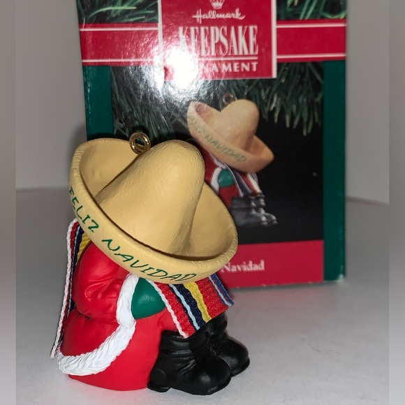 Vintage 1991 Hallmark Ornament Feliz Navidad Santa wearing a sombrero - Picture 8 of 12